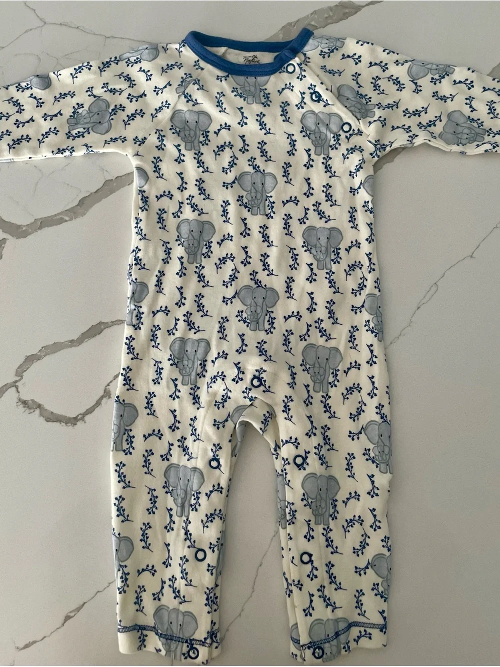 Baby Girls/ Boys Elephant Print Cream & White Sleepwear Set - 3-Pack